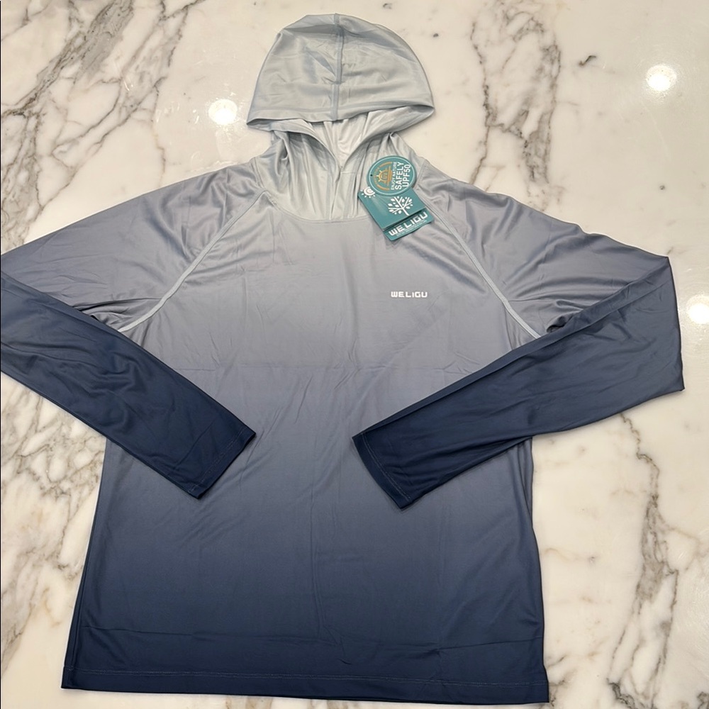 WELIGU Men's Blue Swim Hoodie